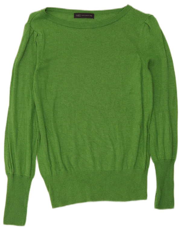 Marks & Spencer Pull col bateau pour femme UK 12 Viscose vert moyen