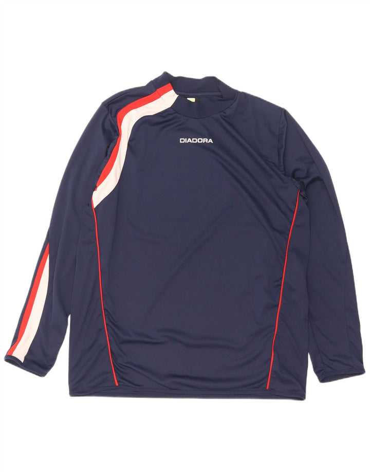 Diadora Haut à manches longues pour hommes XL Bleu marine Colorblock Polyester