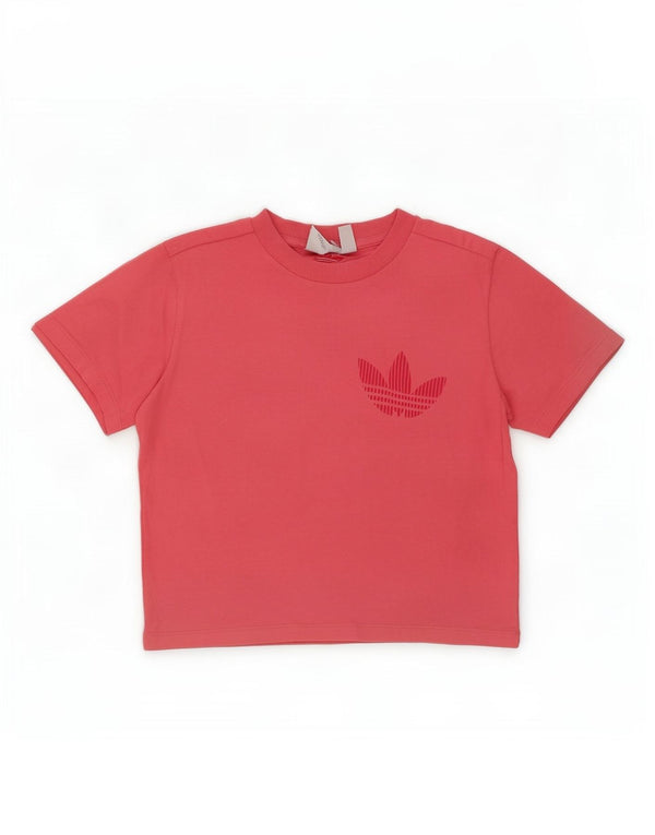 Adidas Womens Crop Graphic T-Shirt Top UK 10 Petit Rose Coton