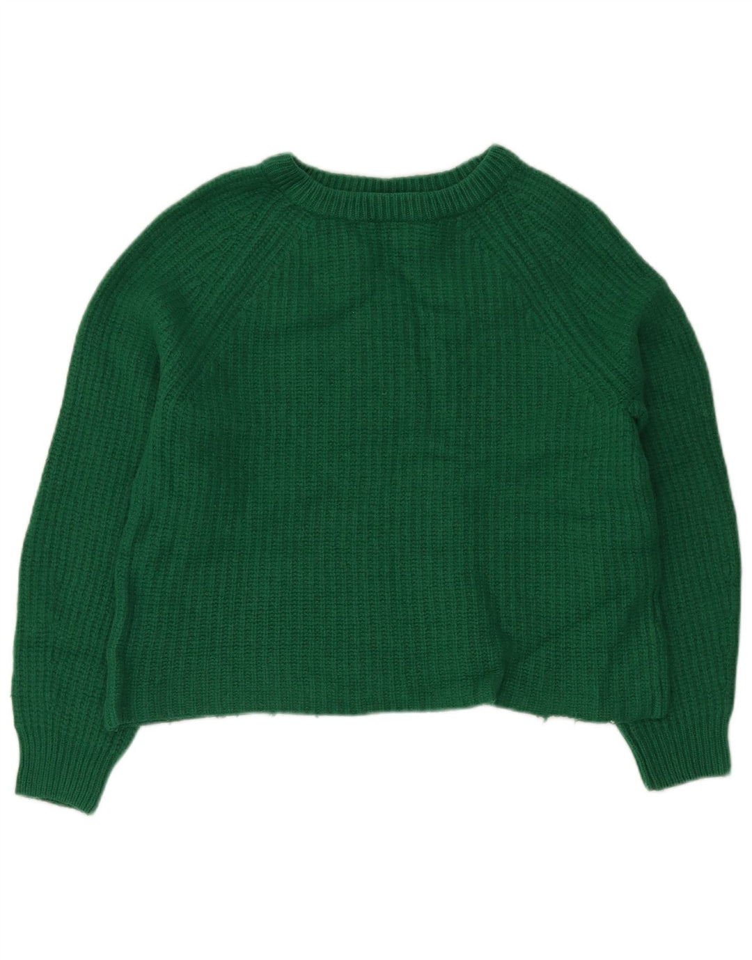 BARBOUR Pull court à col bateau pour femme UK 12 en laine vert moyen