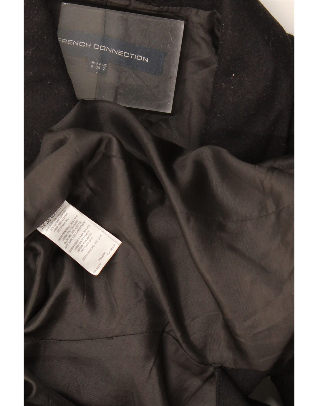 French Connection Veste blazer longue surdimensionnée pour femme UK 6 XS Noir