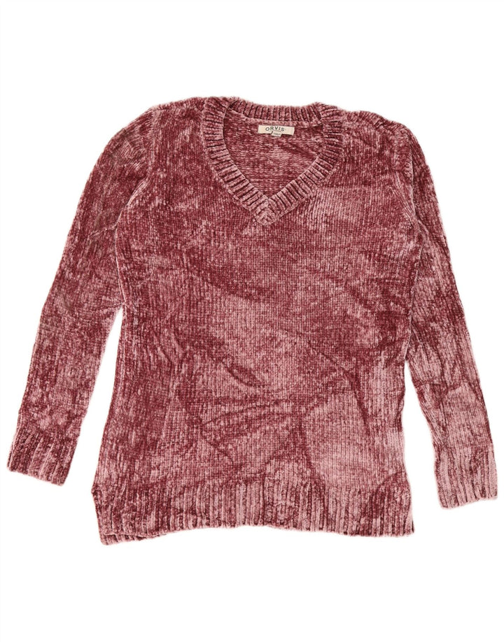 ORVIS Pull col en V pour femme UK 14 Polyester marron moyen