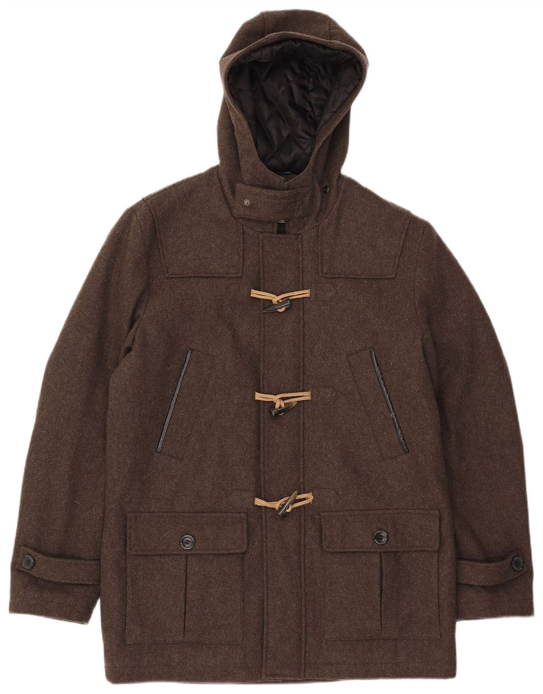 Nautica Duffle Coat à capuche pour homme UK 38 laine marron moyen