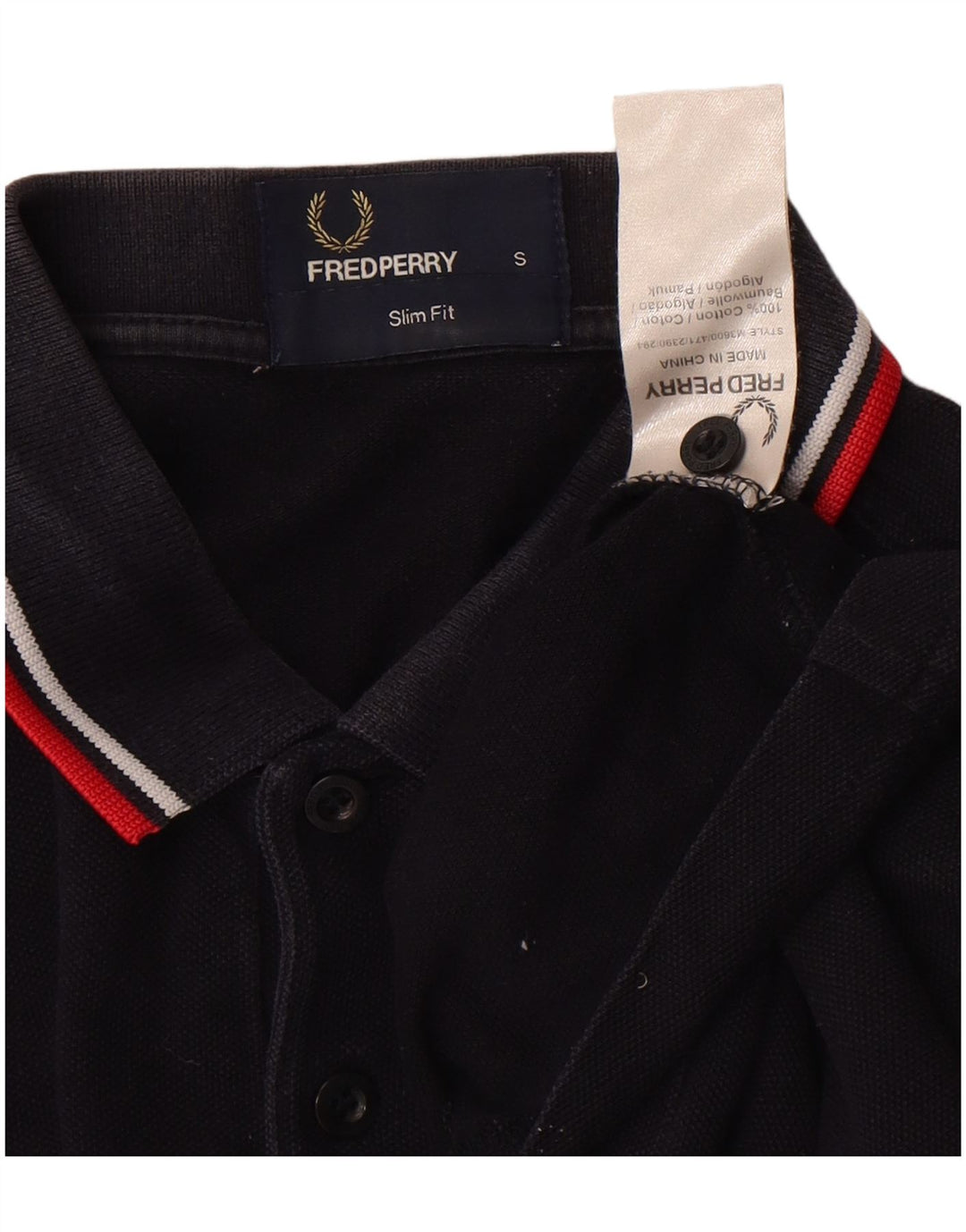 Fred Perry Polo Slim Fit Homme Petit Coton Noir