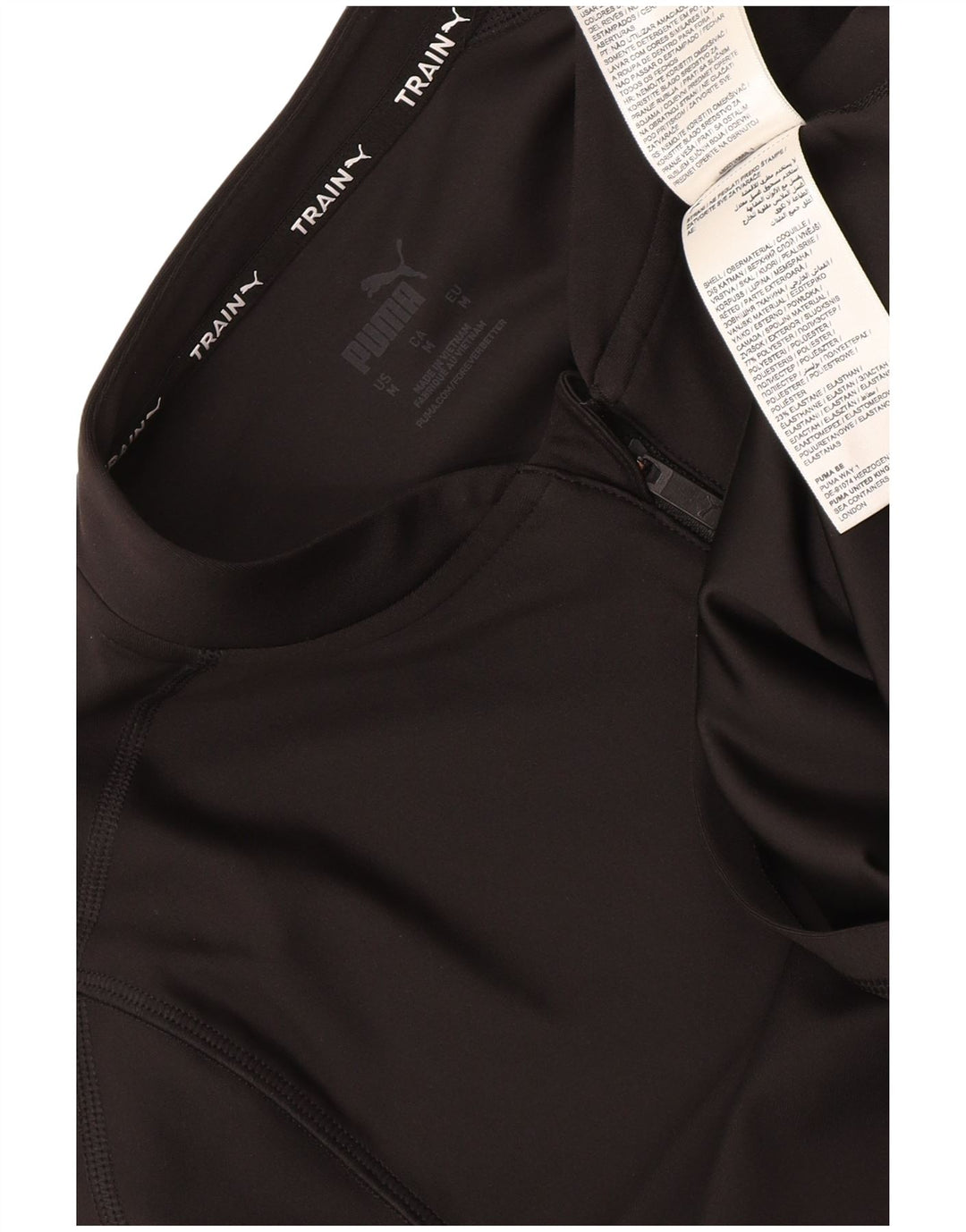 Puma Haut de survêtement court à col zippé pour femme UK 12 Noir moyen