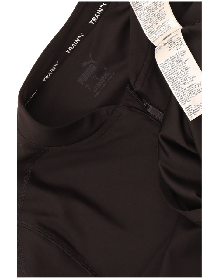 Puma Haut de survêtement court à col zippé pour femme UK 12 Noir moyen
