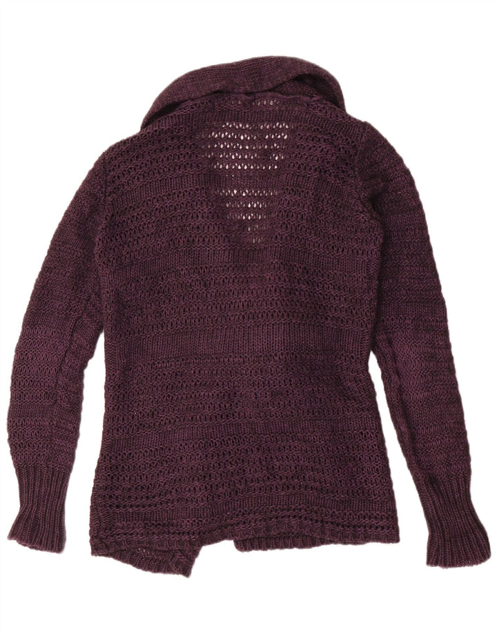 Zara Femme Cardigan Pull UK 14 Acrylique Violet Moyen