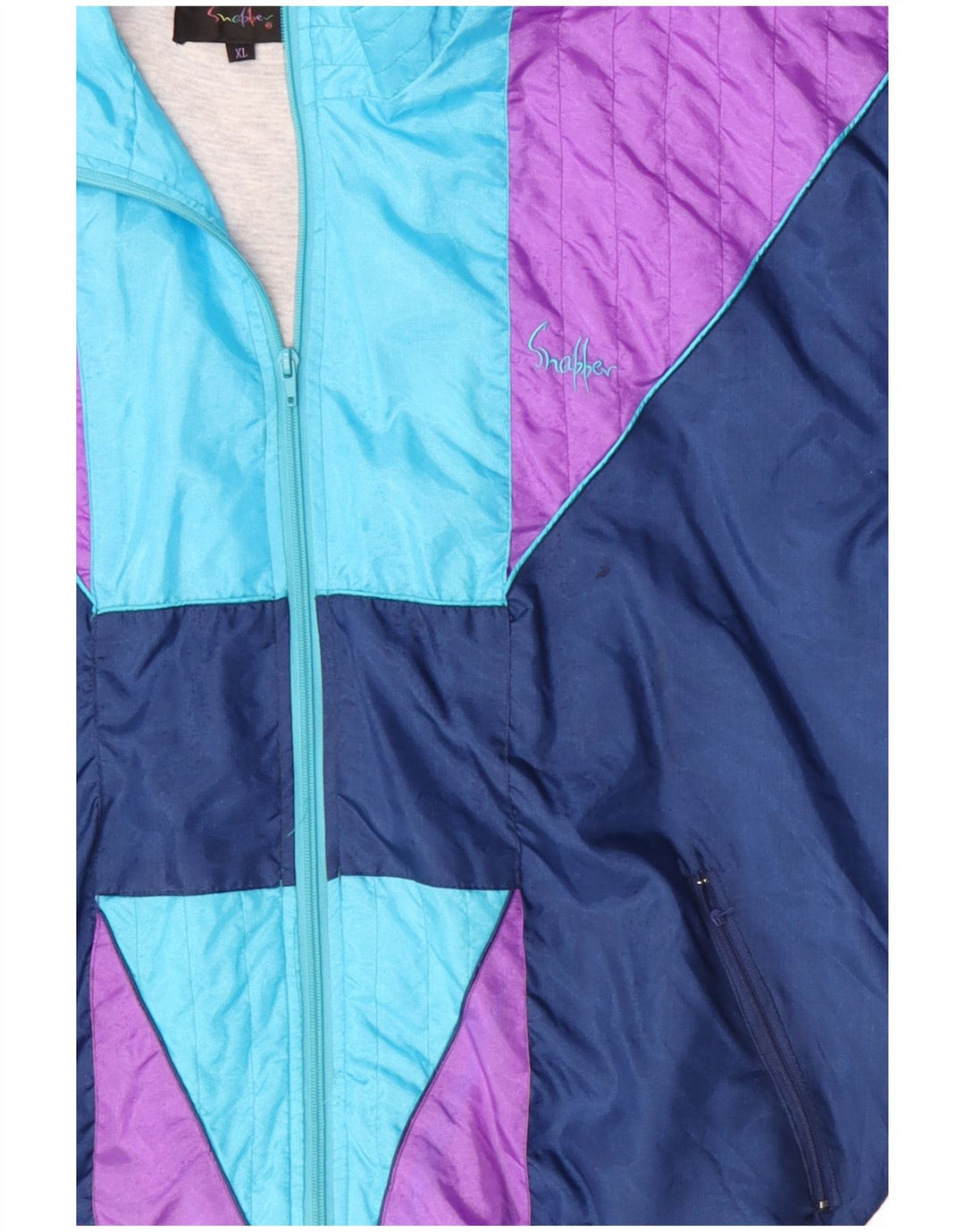 VINTAGE Veste de survêtement pour homme XL Bleu Colorblock Nylon