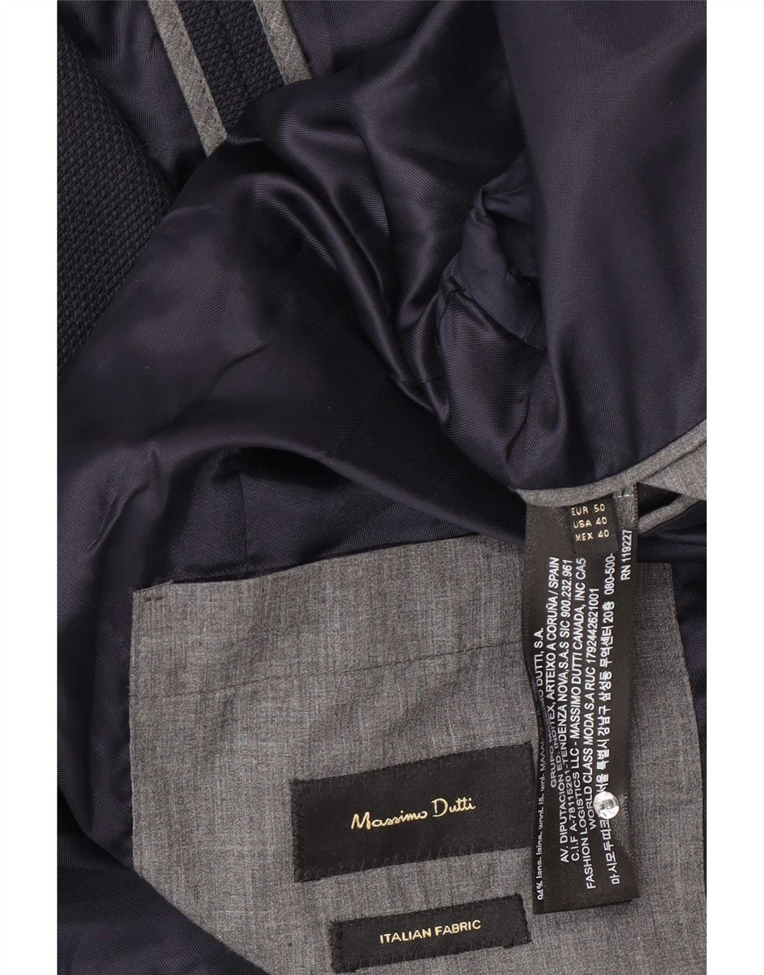 Massimo Dutti Veste Blazer 2 Boutons Homme EU 50 Laine Bleu Marine Moyen