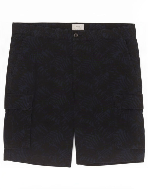 Marks & Spencer Short Cargo Homme W38 XL Bleu Marine Coton Floral
