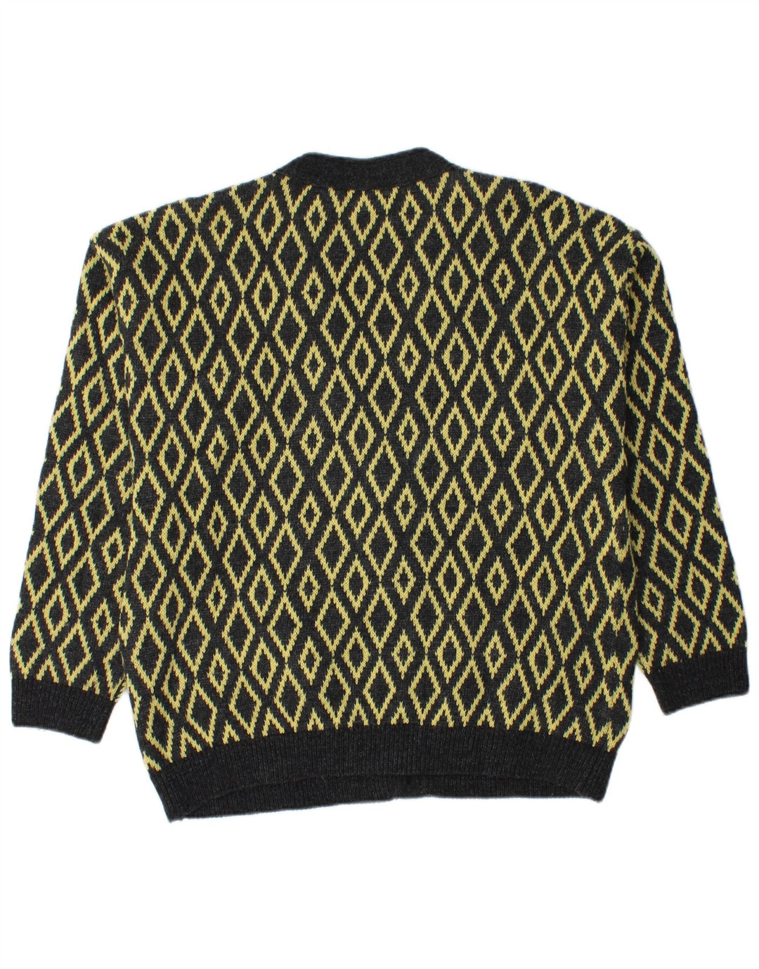 Stefanel Cardigan Homme Pull Large Jaune Argyle/Diamant Laine