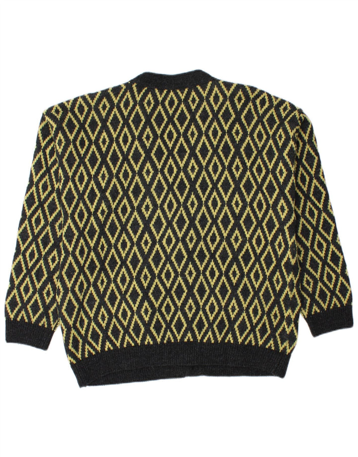 Stefanel Cardigan Homme Pull Large Jaune Argyle/Diamant Laine