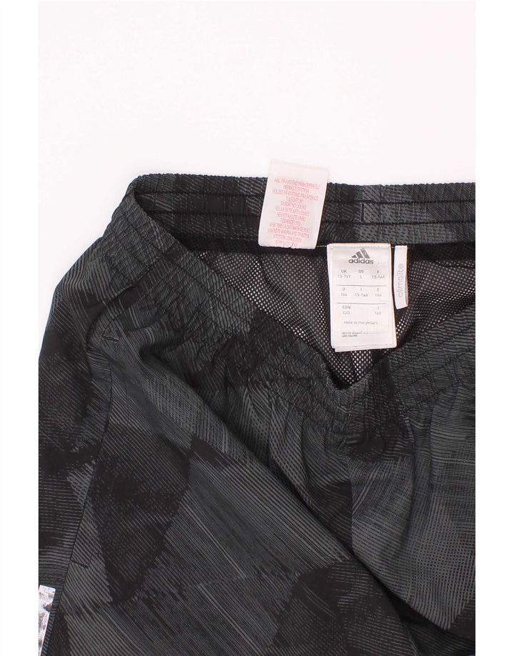 Adidas Short de Sport Climalite Garçon 13-14 Ans Gris Géométrique Polyester