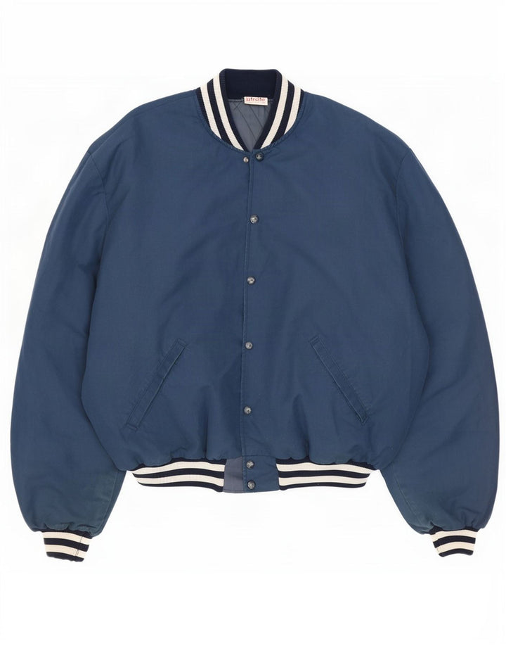 vintage Mens Graphic Varsity Jacket UK 44 2XL Bleu