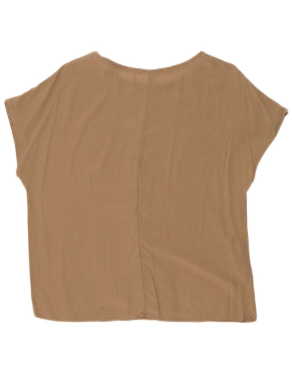 vintage Femme Blouse Top UK 16 Grand Brun