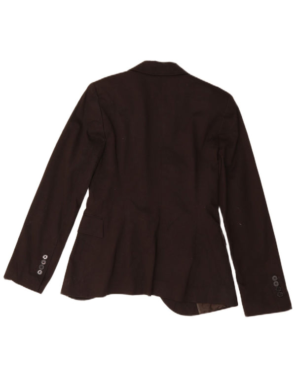 Zara Veste Blazer 1 Bouton Femme UK 10 Petit Coton Marron