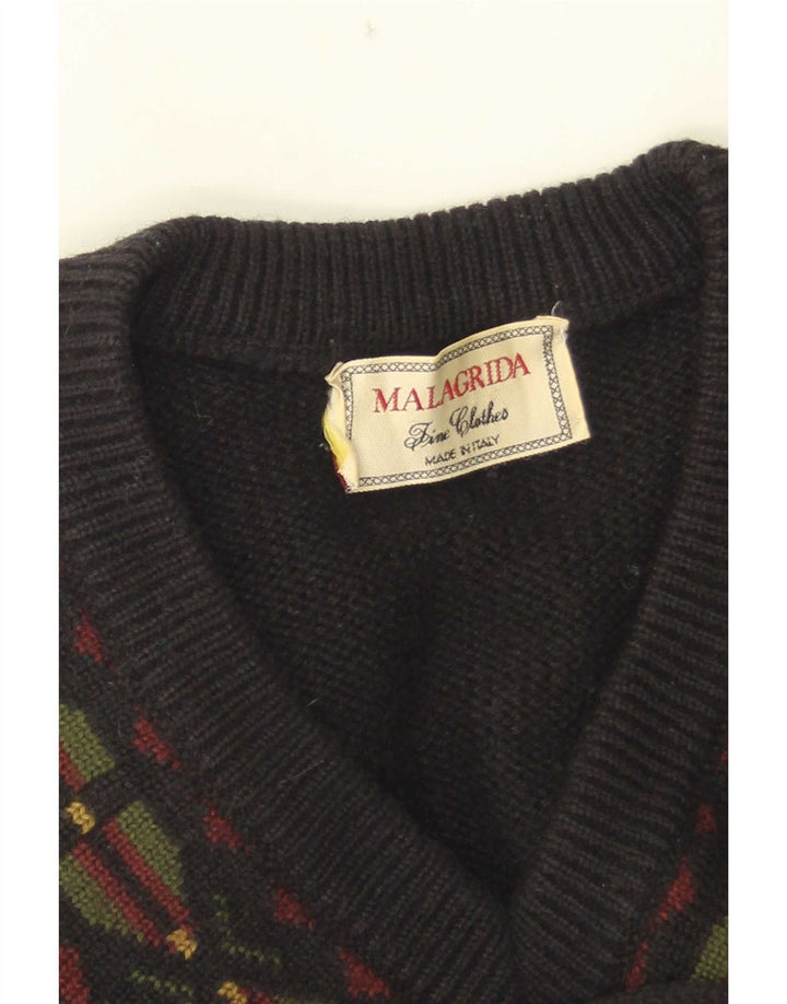 Malagrida Pull col en V pour homme Grand noir géométrique