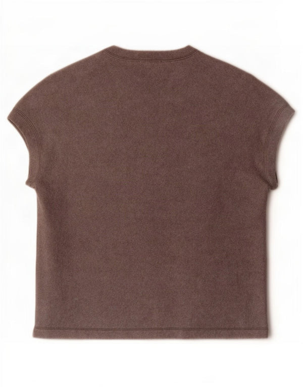 Zara T-Shirt Femme Top UK 14 Acrylique Gris Moyen