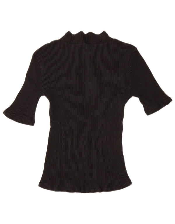 Zara T-Shirt Femme Top UK 14 Large Noir