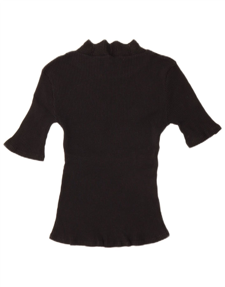 Zara T-Shirt Femme Top UK 14 Large Noir