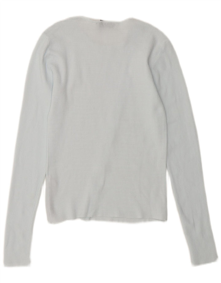 Zara Womens Crop Cardigan Top UK 10 Petit Nylon Bleu