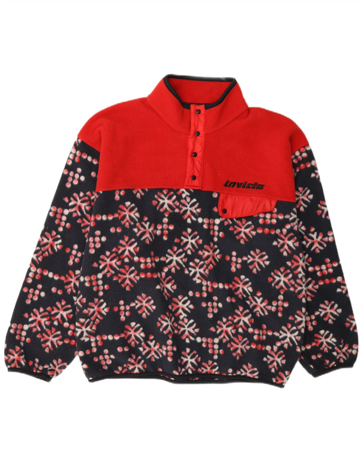 Invicta Pull polaire à col boutonné pour homme Motif floral multicolore moyen