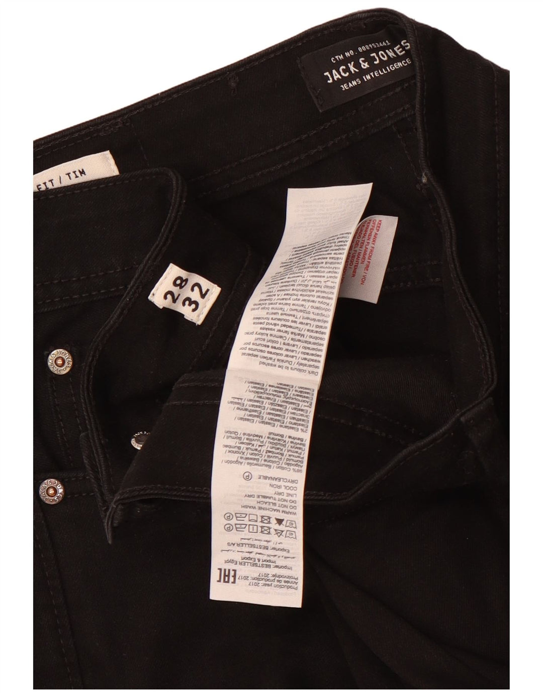 Jack & Jones Jean Slim Tim Homme W28 L32 Coton Noir
