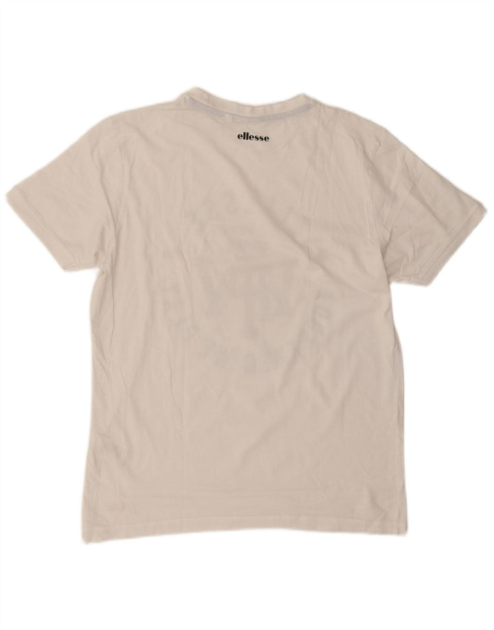 Ellesse T-shirt graphique pour femme UK 14 en coton blanc moyen
