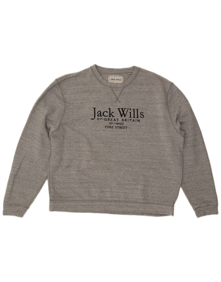 JACK & JONES Sweat-Shirt Graphique Homme 2XL Gris Moucheté Coton