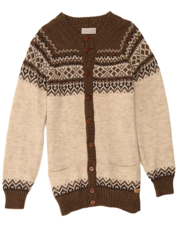 Gianni Abra Cardigan long pour femme IT 52 2XL Marron Fair Isle