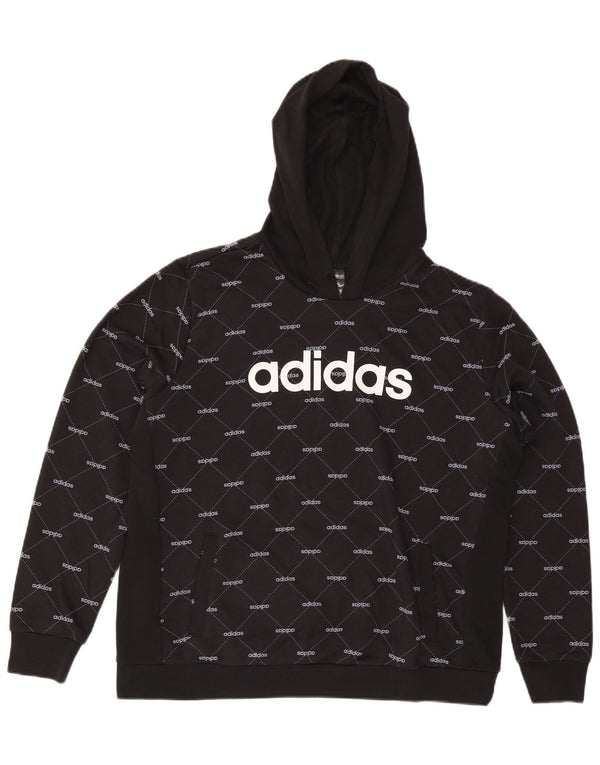 Adidas Pull à capuche graphique pour femme UK 24/26 2XL Noir Coton