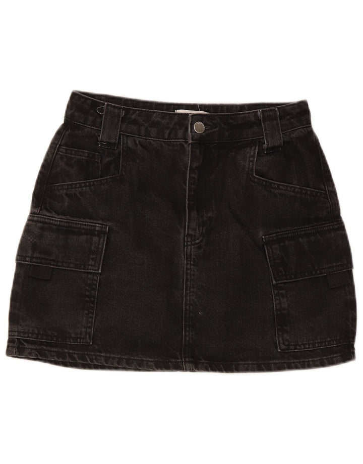 TOPSHOP Mini jupe cargo en jean pour femme UK 8 Small W26 en coton noir