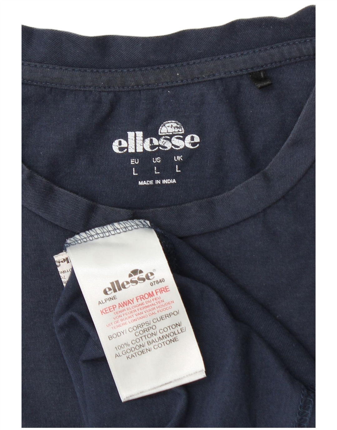 Ellesse Homme T-Shirt Graphique Haut Large Bleu Marine Coton