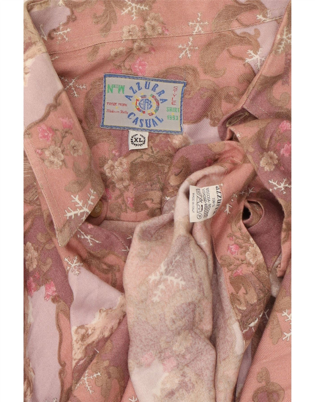 Azzurra Chemise Homme XL Rose Floral Viscose