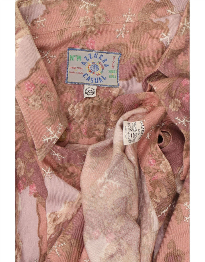 Azzurra Chemise Homme XL Rose Floral Viscose