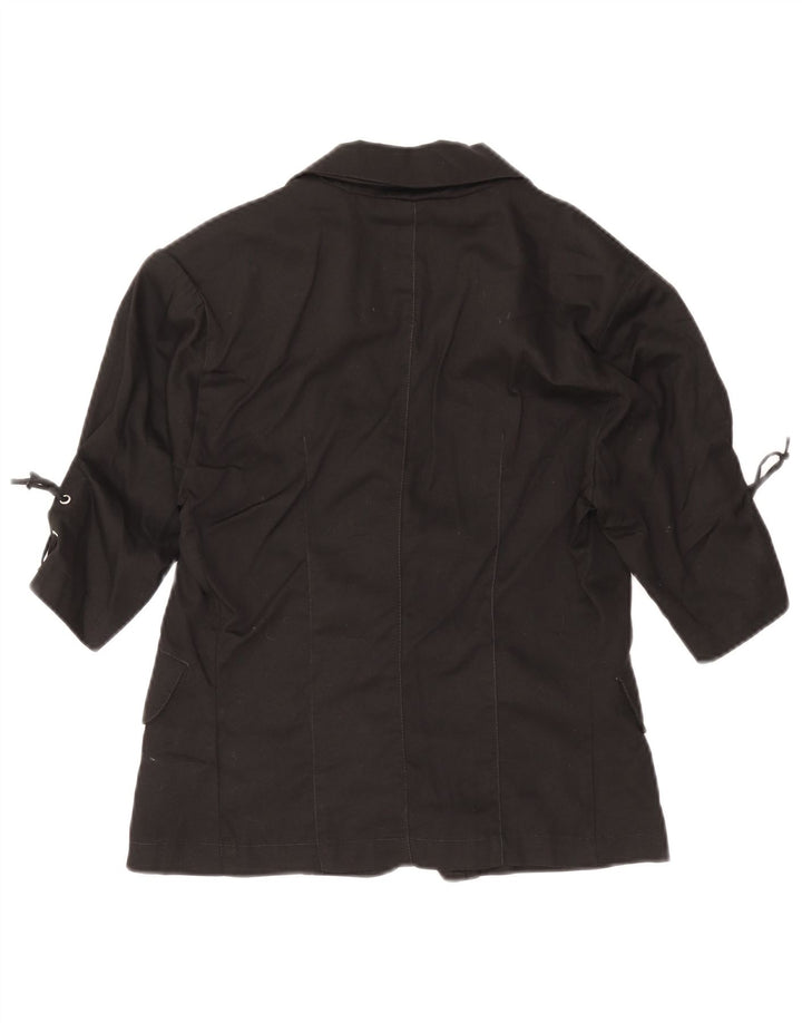 Nitya Veste Blazer à 3 Boutons pour Femme à Manches 3/4 IT 40 Petit Coton Noir