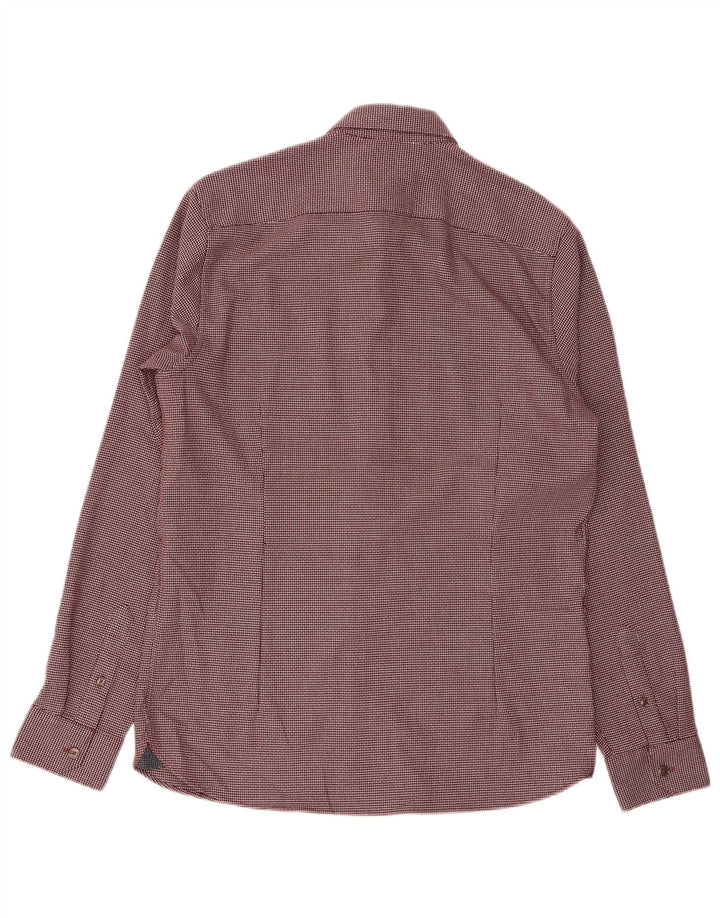 Ted Baker Chemise coupe classique pour homme Taille 3 Polyester géométrique bordeaux moyen