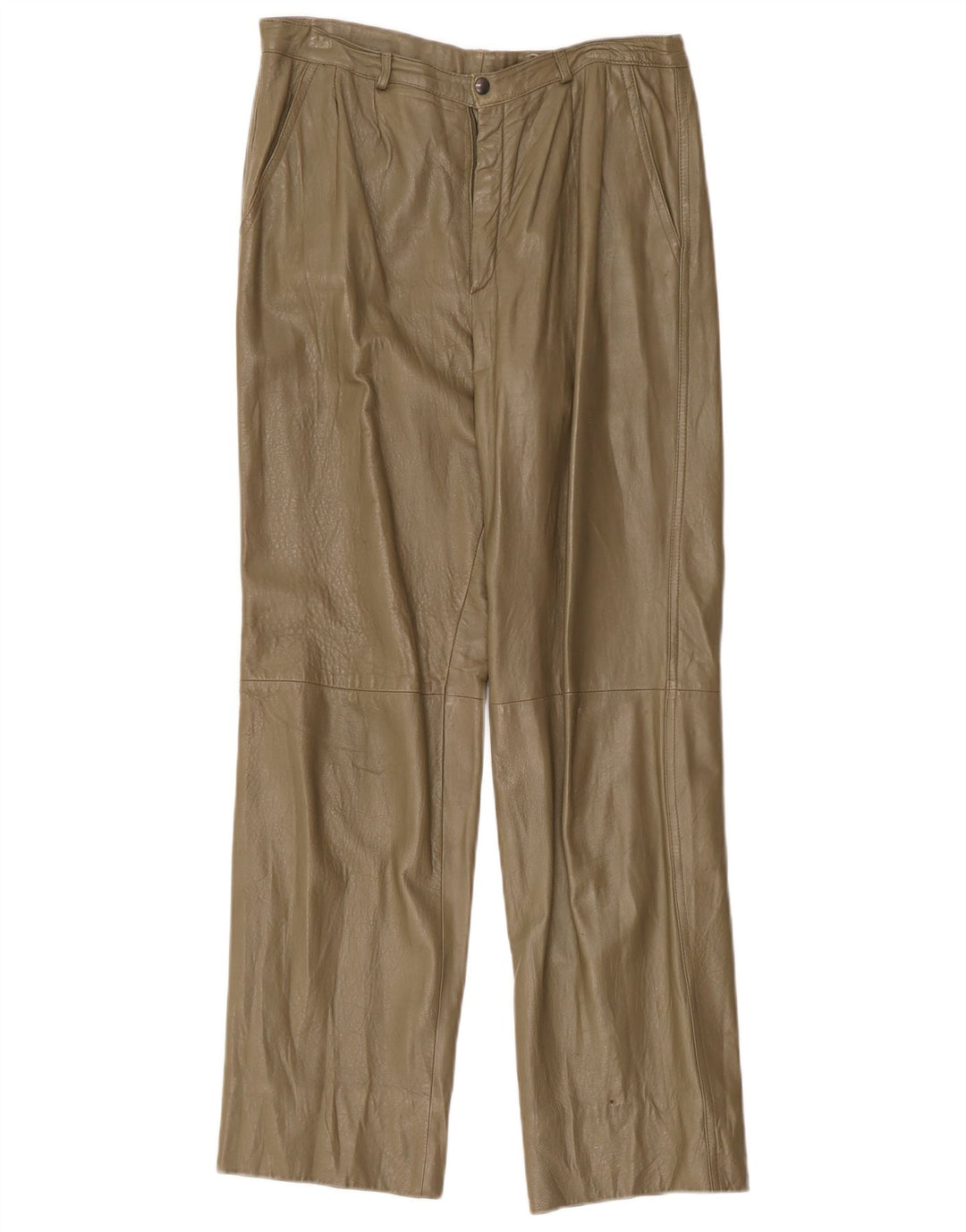 Sperry Pantalon Droit En Cuir Femme W32 L29 Kaki