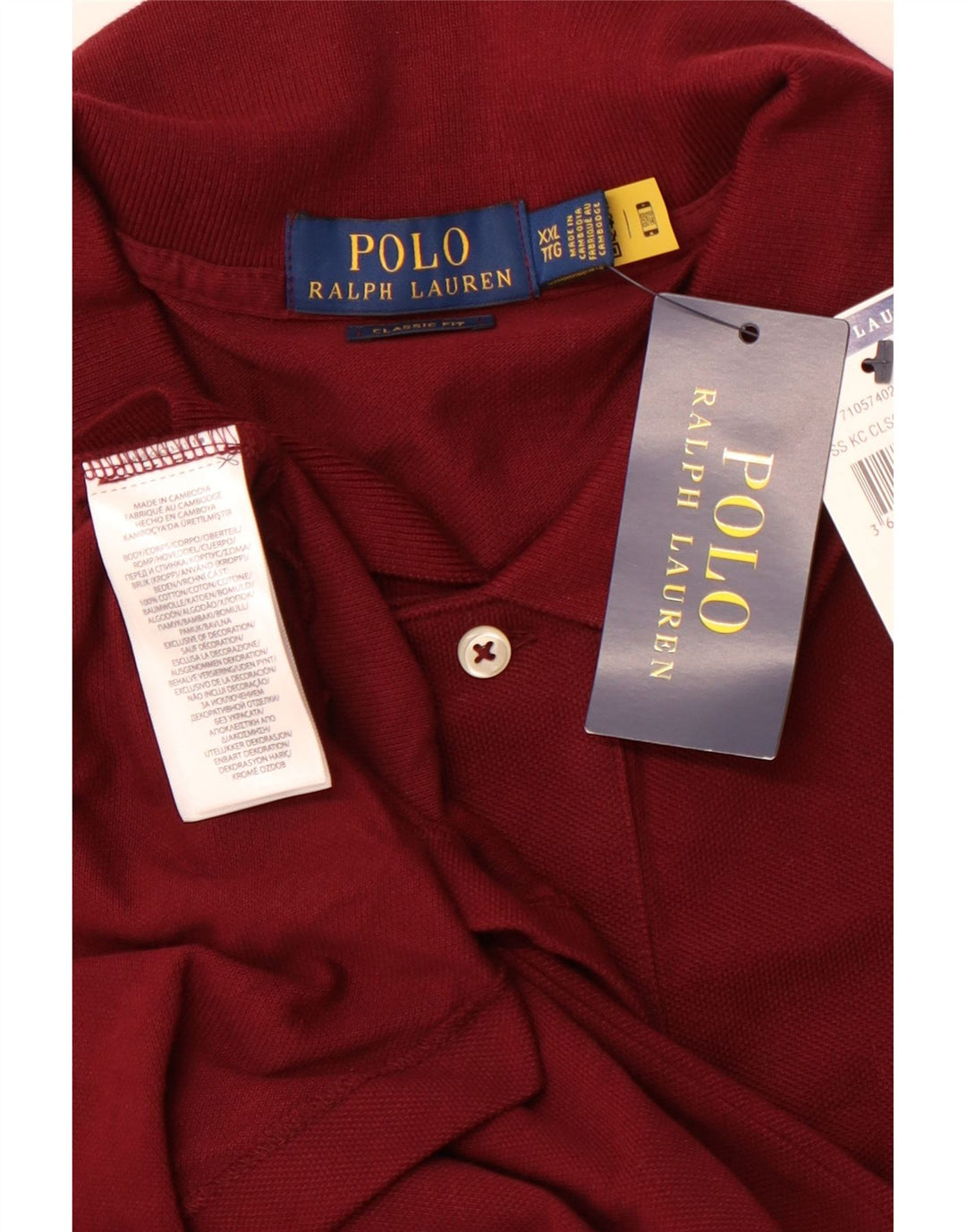 POLO RALPH LAUREN Polo coupe classique pour homme 2XL en coton bordeaux
