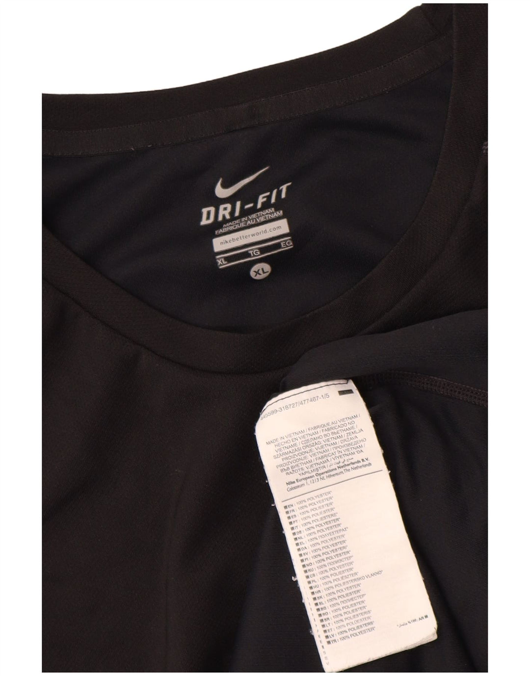 Nike Hommes Dri Fit T-Shirt Haut XL Noir Polyester