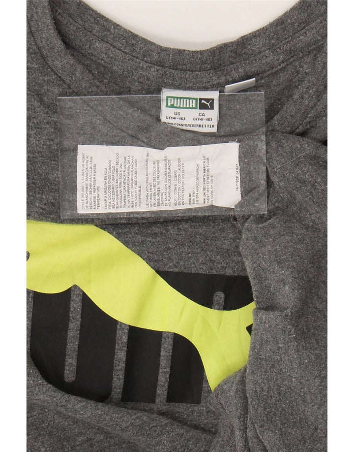 PUMA T-Shirt Graphique Garçon 14-15 Ans Grand Gris Coton