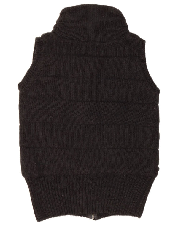 Zara Femme Gilet En Tricot UK 14 Acrylique Noir Moyen