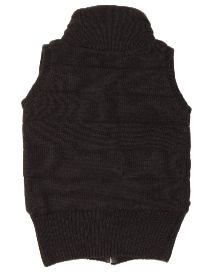 Zara Femme Gilet En Tricot UK 14 Acrylique Noir Moyen