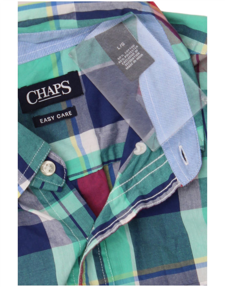 Chaps Chemise à manches courtes pour homme facile d'entretien en coton à carreaux multicolores
