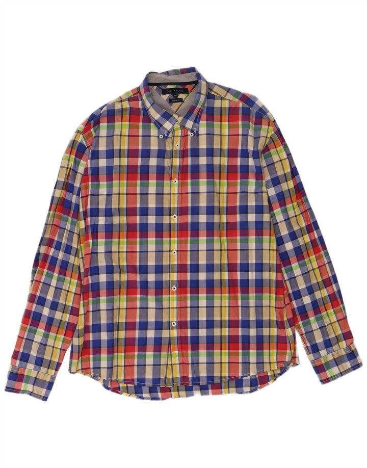 Tommy Hilfiger Chemise sur mesure pour homme 2XL en coton à carreaux multicolore