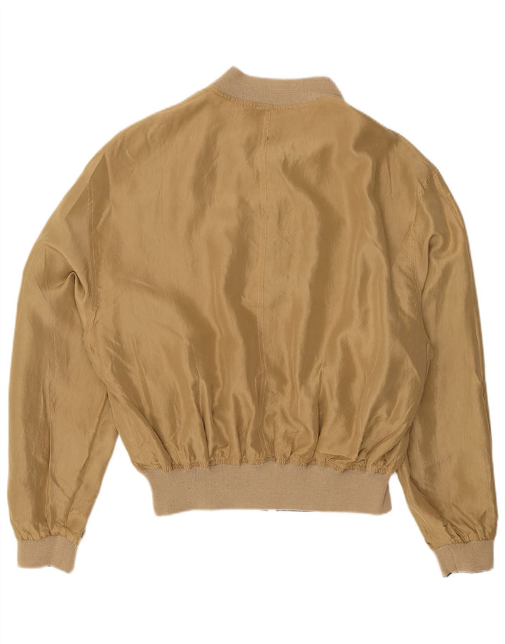 VINTAGE Veste Bomber Réversible Homme IT 54 2XL Soie Beige