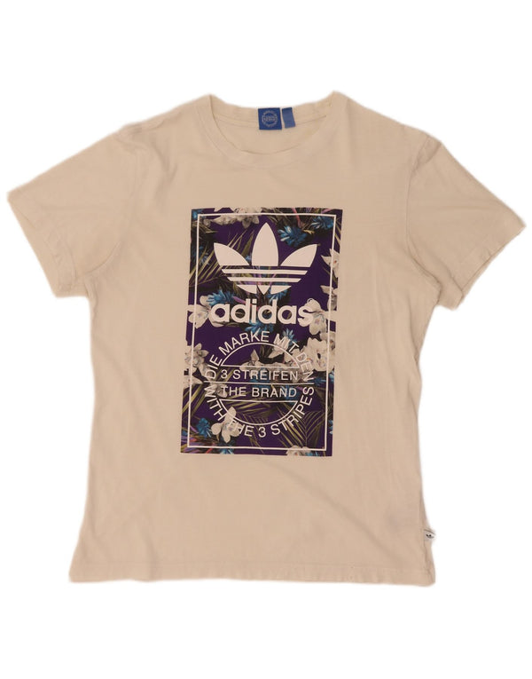 Adidas T-shirt graphique pour homme UK 14 Medium Off White Coton