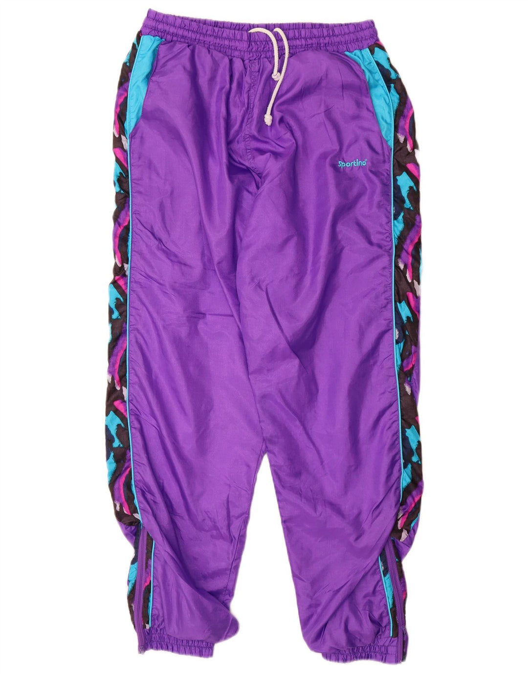 VINTAGE Pantalon de survêtement pour homme Pantalon de jogging en nylon color block violet moyen