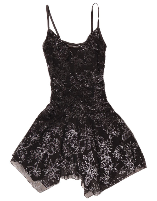 Jane Norman Robe asymétrique sans manches pour femme UK 44 Medium Noir Floral