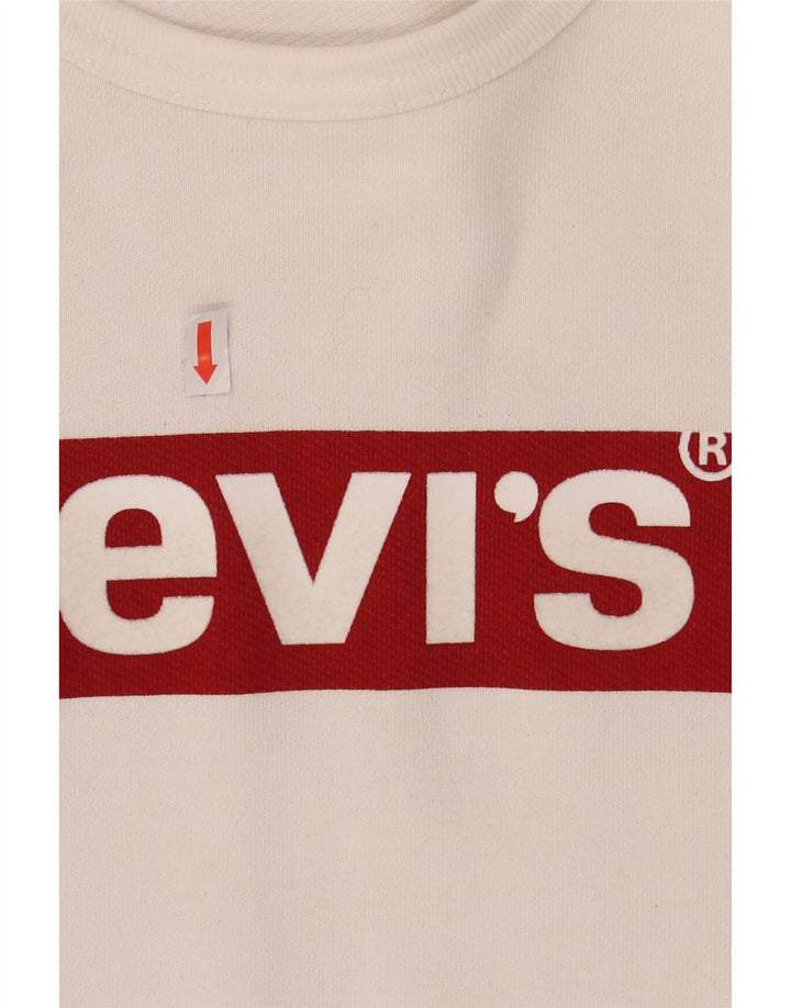 LEVI'S Mens Graphic Sweatshirt Jumper Medium White Cotton Vintage Levi's and Second-Hand Levi's from Messina Hembry 